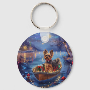Biewer Terrier Christmas Festive Voyage Key Ring