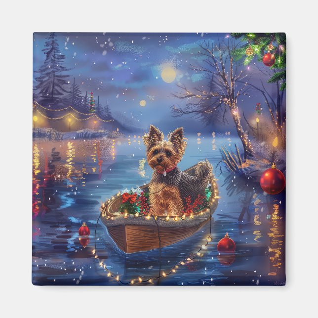 Biewer Terrier Christmas Festive Voyage Magnet (Front)