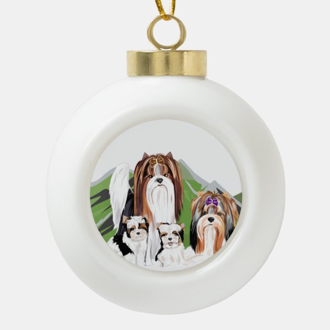 Biewer Terrier Christmas Ornament (Front)