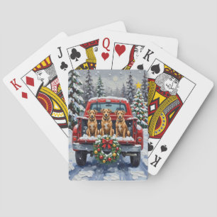 Biewer Terrier Christmas Red Truck Holiday Playing Cards