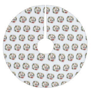 Biewer Terrier Christmas Wreath Festive Pup Brushed Polyester Tree Skirt