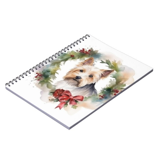 Biewer Terrier Christmas Wreath Festive Pup  Notebook (Left Side)