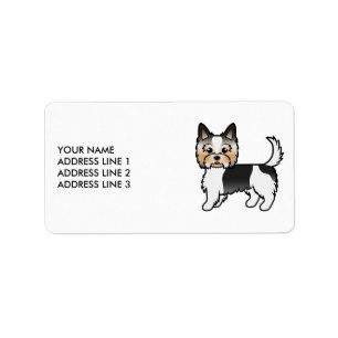 Biewer Terrier Cute Cartoon Dog & Custom Text Label