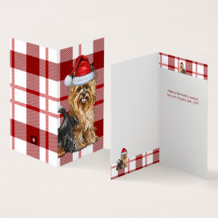 Biewer Terrier Dog Holiday Red Plaid Christmas