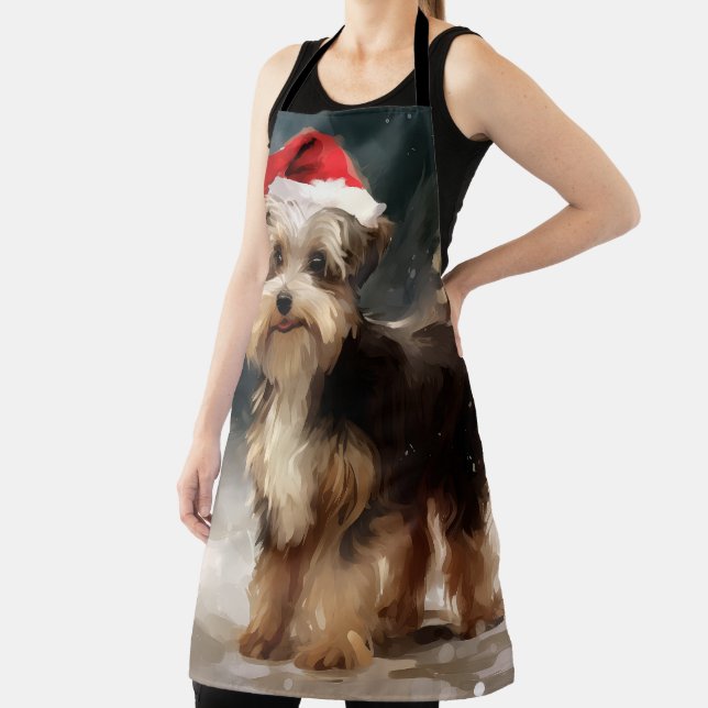 Biewer Terrier Dog in Snow Christmas  Apron (Insitu)