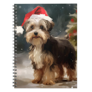Biewer Terrier Dog in Snow Christmas  Notebook