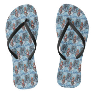 Biewer Terrier Dog Riding Motorcycle Christmas Jandals