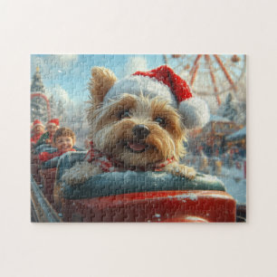 Biewer Terrier Dog Roller Coaster Christmas  Jigsaw Puzzle