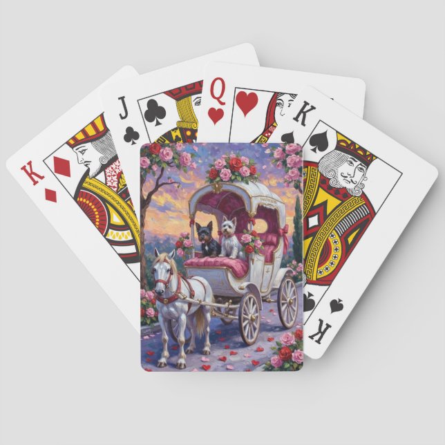 Biewer Terrier Dog Valentine's Day Playing Cards (Back)