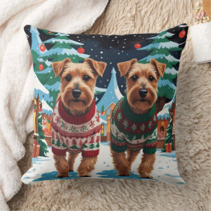 Biewer Terrier Dogs Christmas Snow Holiday Cushion
