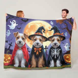 Biewer Terrier Dogs Pumpkin Halloween Funny Fleece Blanket