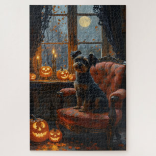 Biewer Terrier Gothic Victorian Halloween Art Jigsaw Puzzle