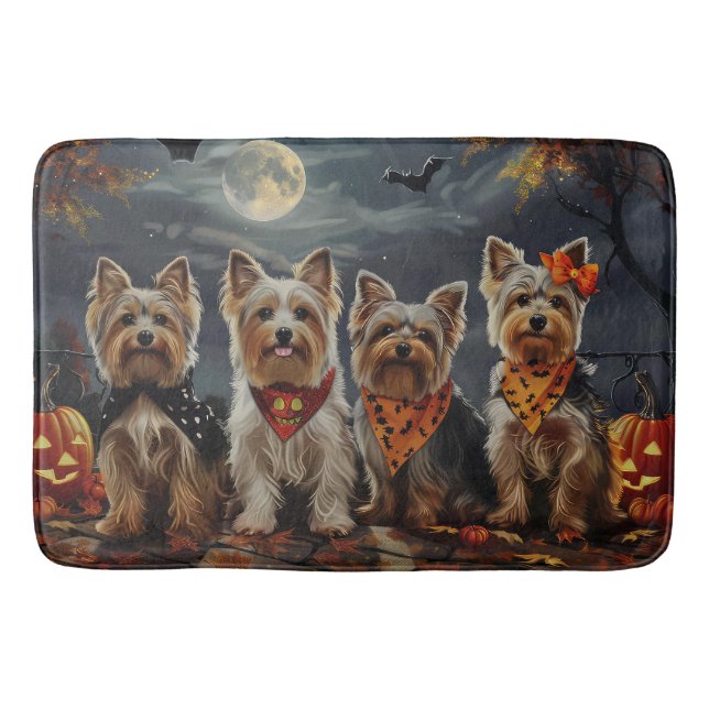Biewer Terrier Halloween Spooky  Bath Mat (Front)