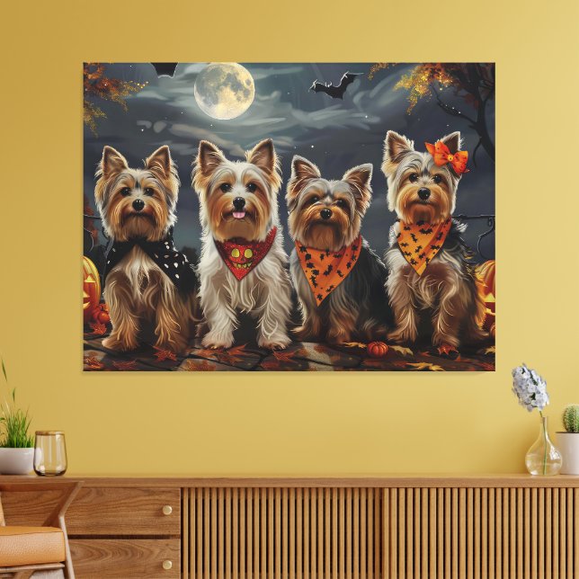 Biewer Terrier Halloween Spooky  Canvas Print (Insitu(LivingRoom))