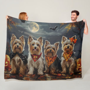 Biewer Terrier Halloween Spooky Fleece Blanket