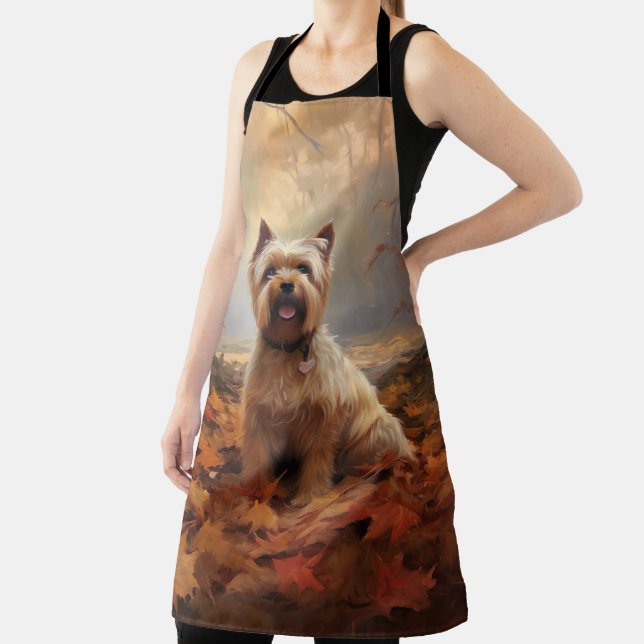 Biewer Terrier in Autumn Leaves Fall Inspire Apron (Insitu)