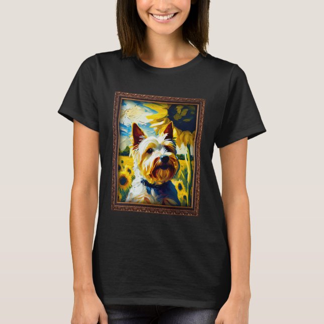 Biewer Terrier Painting Sunflower Flower Mom Women T-Shirt (Front)