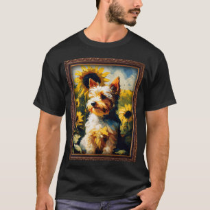 Biewer Terrier Painting Sunflower Flower Mum Women T-Shirt