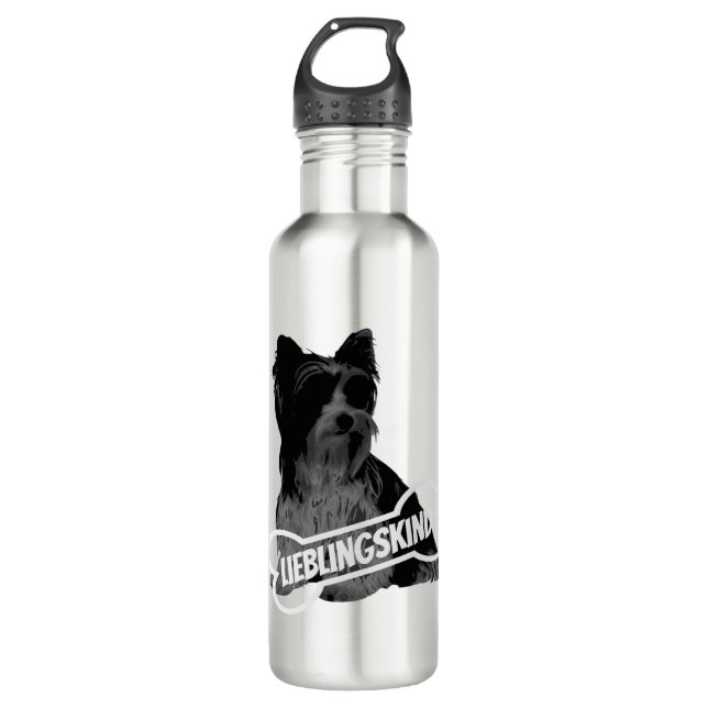 Biewer Terrier portrait, funny saying Classic T-Sh 710 Ml Water Bottle (Front)
