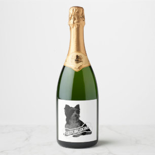 Biewer Terrier portrait, funny saying Classic T-Sh Sparkling Wine Label