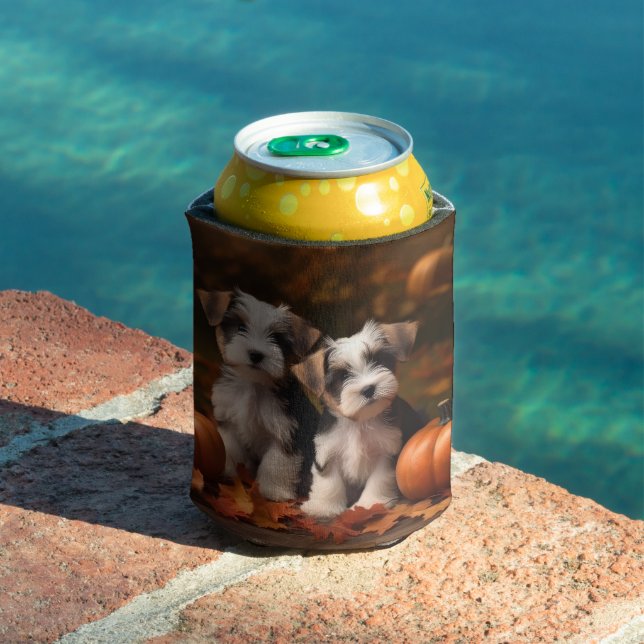 Biewer Terrier Puppy Autumn Delight Pumpkin  Can Cooler (In Situ Pool)