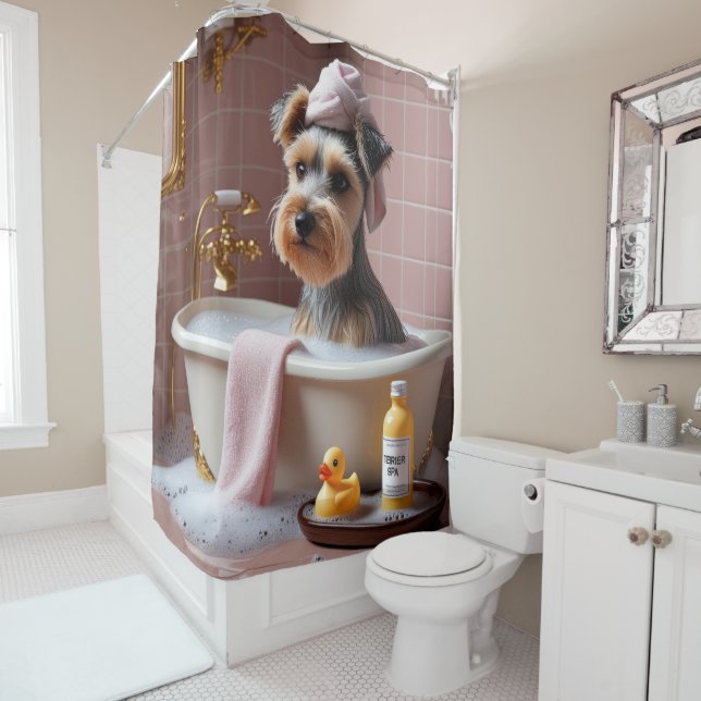 Biewer Terrier Sloppy Sleepy Cute Funny Shower Curtain (In Situ)