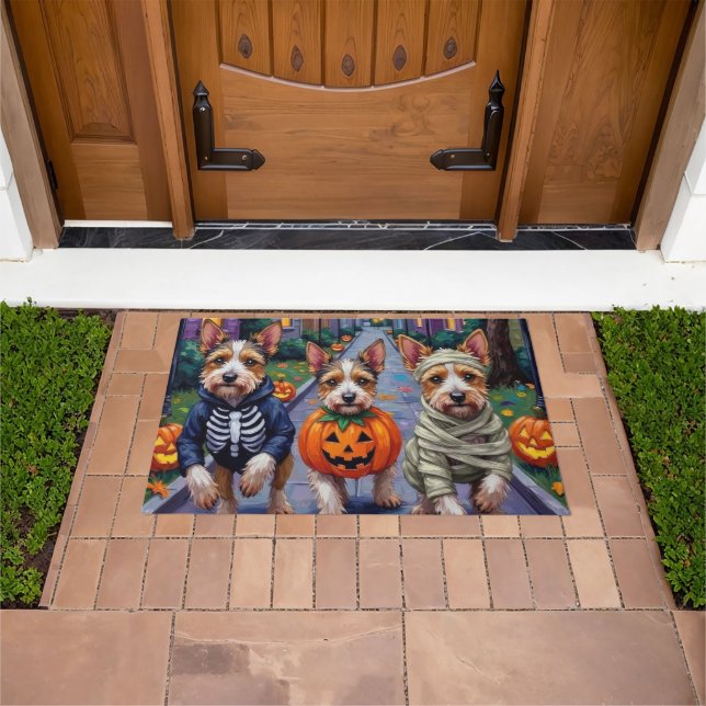 Biewer Terrier Trick-or-Treating Halloween Costume Doormat (Outdoor)