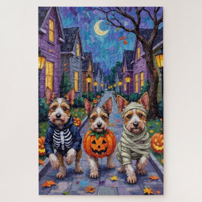 Biewer Terrier Trick-or-Treating Halloween Costume Jigsaw Puzzle (Vertical)