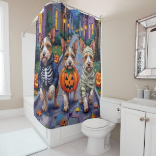 Biewer Terrier Trick-or-Treating Halloween Costume Shower Curtain