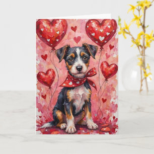 Biewer Terrier Valentine’s Day Dog with Hearts Red Card