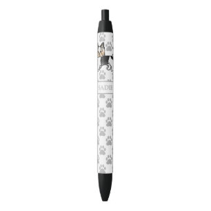 Biewer Terrier Yorkie Cartoon Dog & Name Black Ink Pen