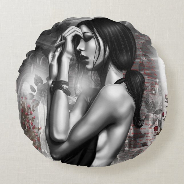 Biffey Round Throw Pillow (Front)