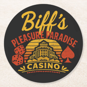Biff's Pleasure Paradise Round Paper Coaster