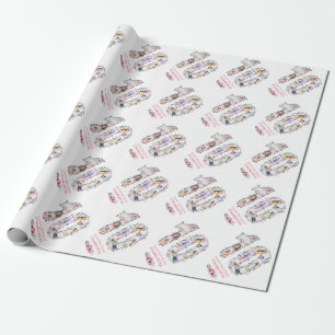 Big 10th Birthday Girl Photo Collage Pink Flower Wrapping Paper