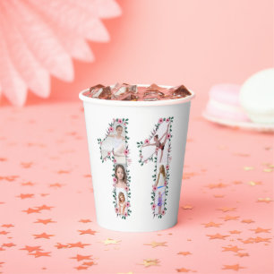 Big 11th Birthday Girl Photo Collage Pink Flower Paper Cups
