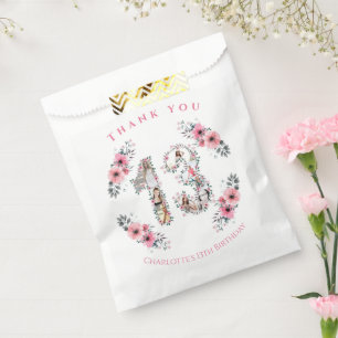Big 13th Girl Birthday Photo Collage Pink Flower Favour Bags