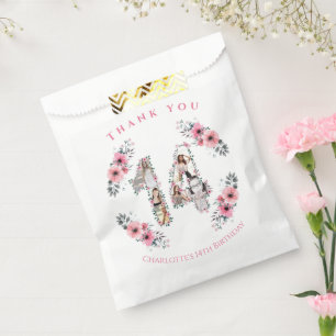 Big 14th Girl Birthday Photo Collage Pink Flower Favour Bags