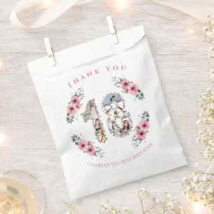 Big 18th Girl Birthday Photo Collage Pink Flower Favour Bags