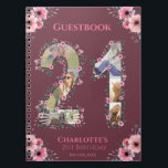 Big 21st Birthday Photo Pink Flower Guest Book<br><div class="desc">Create a twenty-first Birthday six photos collage in a big number twenty first shape. Decorated with beautiful and lovely watercolor blush pink flowers and green foliage. Great 21st Birthday gift for women. Personalised number 21 photo collage for a unique and very special product.</div>