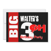 Big 30 Birthday Modern Red White Black W1711