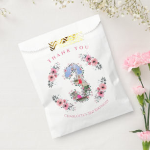 Big 3rd Birthday Girl Photo Collage Pink Flower Favour Bags