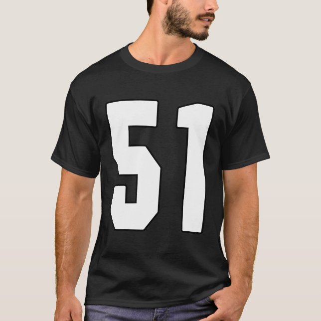 Big 51 Jersey Number 51 Uniform Biggest Fan Favori T-Shirt (Front)
