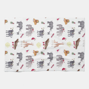 Big 5 African Christmas Animals Tea Towel