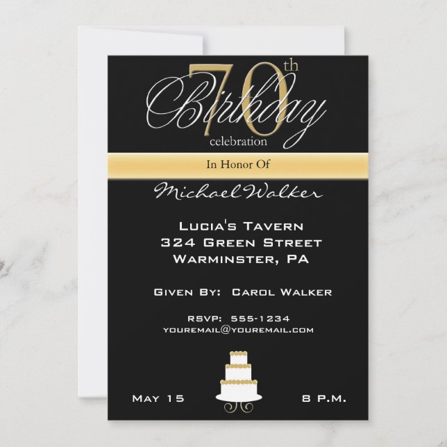 Big 70th Birthday Party Invitation (Front)