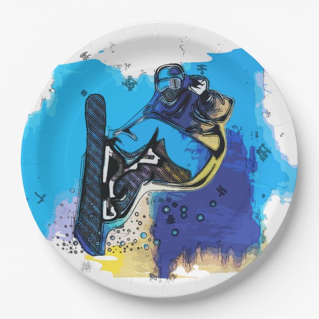 Big Air Jumps! - Snowboarding Fool  Paper Plate (Front)