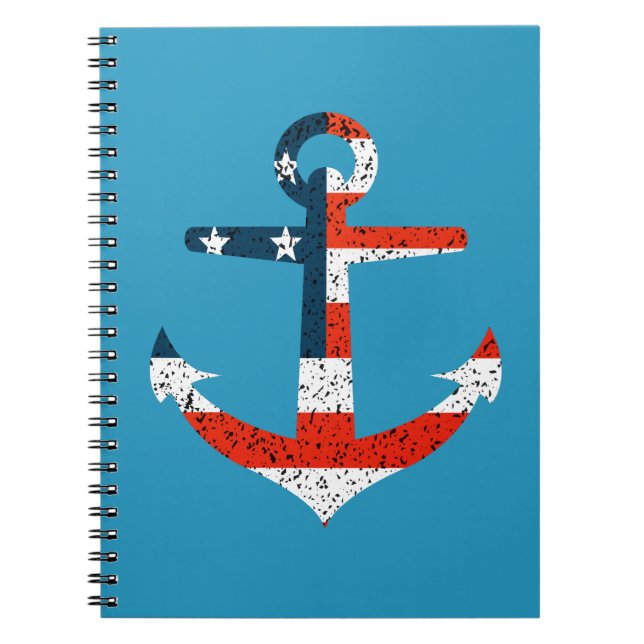 Big American Flag Anchor  Notebook (Front)