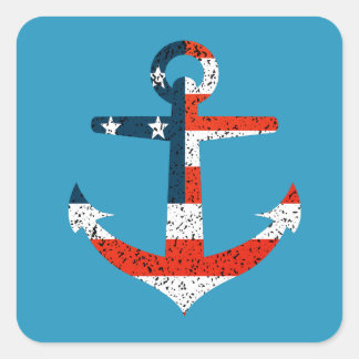 Big American Flag Anchor  Square Sticker