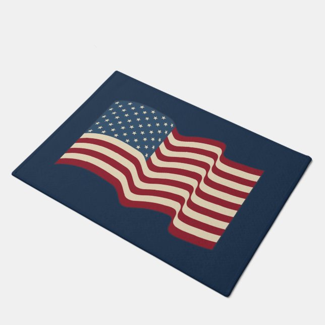 Big American Flag Welcome Mat Doormat Rug Gift (Angled)