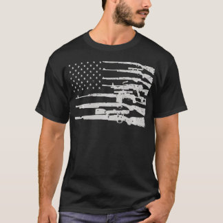 Big American Flag With Machine Guns 	 2A Flag Shir T-Shirt