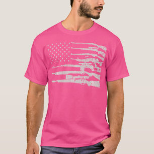 Big American Flag With Machine Guns 2A Flag T-Shirt